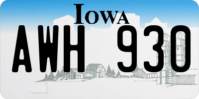 IA license plate AWH930