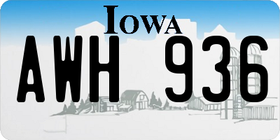 IA license plate AWH936