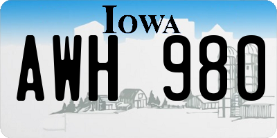 IA license plate AWH980