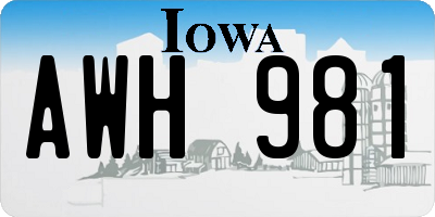 IA license plate AWH981