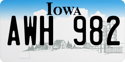 IA license plate AWH982
