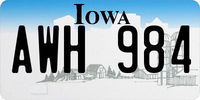 IA license plate AWH984
