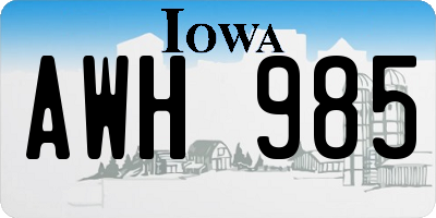 IA license plate AWH985