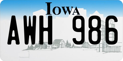IA license plate AWH986