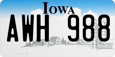 IA license plate AWH988