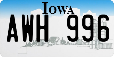 IA license plate AWH996