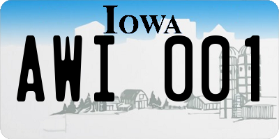 IA license plate AWI001