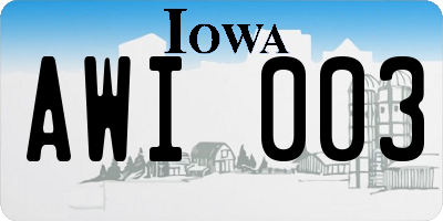 IA license plate AWI003