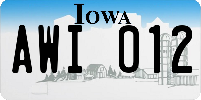 IA license plate AWI012