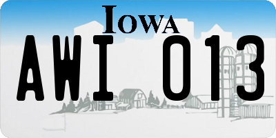 IA license plate AWI013