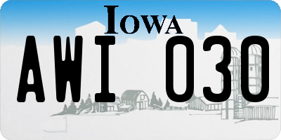 IA license plate AWI030