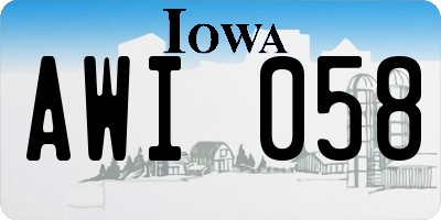 IA license plate AWI058