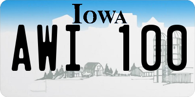IA license plate AWI100