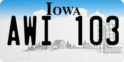 IA license plate AWI103