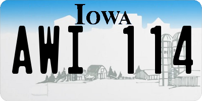IA license plate AWI114