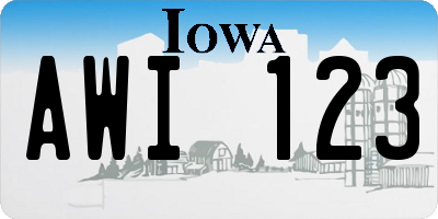 IA license plate AWI123