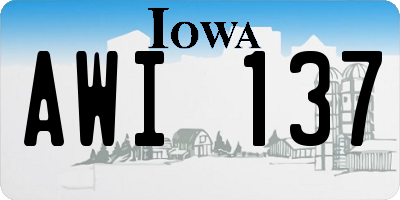 IA license plate AWI137