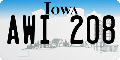 IA license plate AWI208