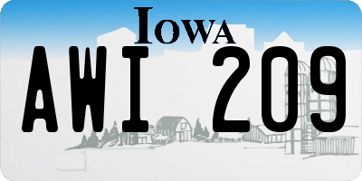 IA license plate AWI209
