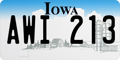 IA license plate AWI213
