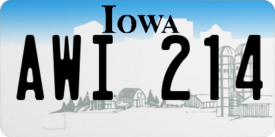 IA license plate AWI214