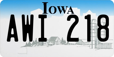 IA license plate AWI218