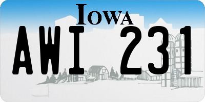 IA license plate AWI231