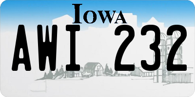 IA license plate AWI232