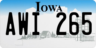 IA license plate AWI265