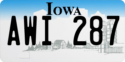 IA license plate AWI287