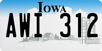 IA license plate AWI312