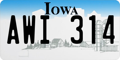 IA license plate AWI314