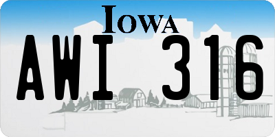 IA license plate AWI316