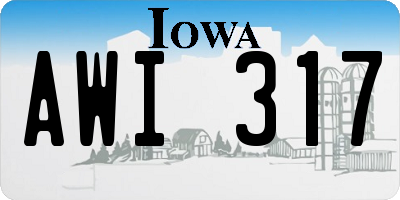 IA license plate AWI317