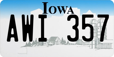 IA license plate AWI357