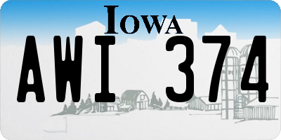 IA license plate AWI374