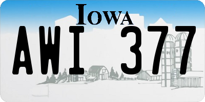 IA license plate AWI377