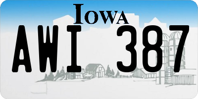 IA license plate AWI387