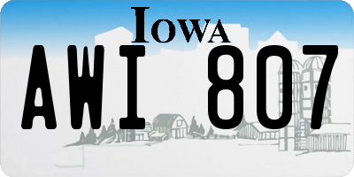 IA license plate AWI807