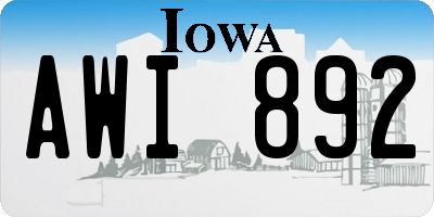 IA license plate AWI892