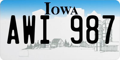 IA license plate AWI987