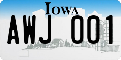 IA license plate AWJ001