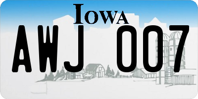 IA license plate AWJ007