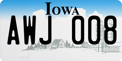 IA license plate AWJ008