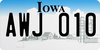 IA license plate AWJ010