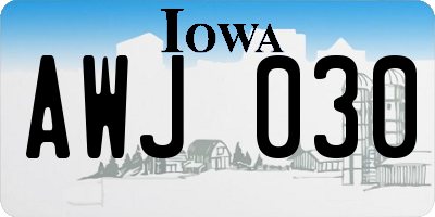 IA license plate AWJ030