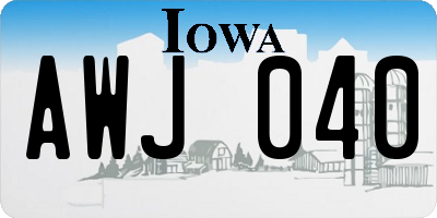 IA license plate AWJ040