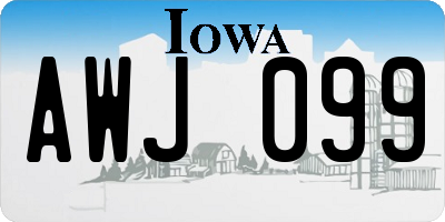 IA license plate AWJ099