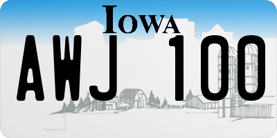 IA license plate AWJ100