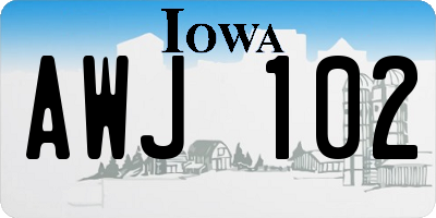IA license plate AWJ102